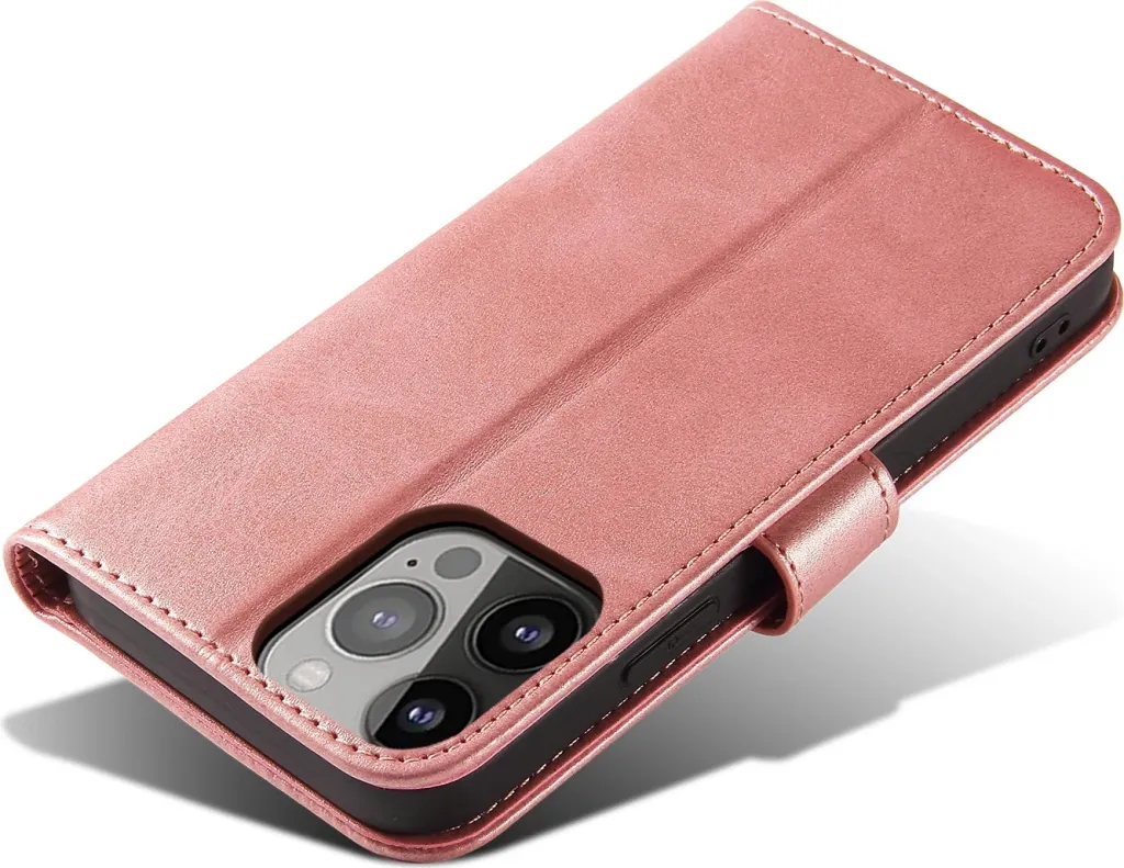Mbështjellës Hurtel Magnet Case bookcase me kapëse, për iPhone 13 Pro, Rozë - 3
