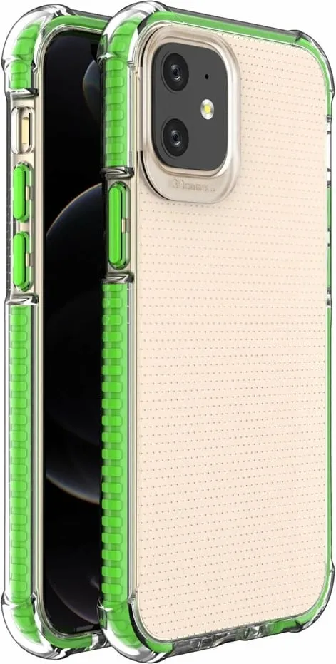 Mbështjellës Hurtel Spring Armor për iPhone 12 mini, TPU, kornizë e gjelbër - 1
