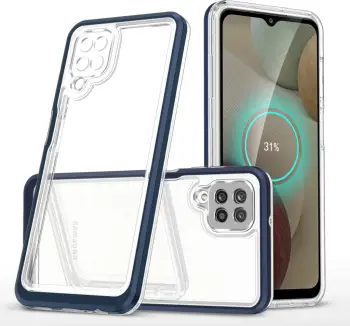 Këllëf telefoni Hurtel Clear 3in1 për Samsung Galaxy A12 5G, xhel, me kornizë, blu