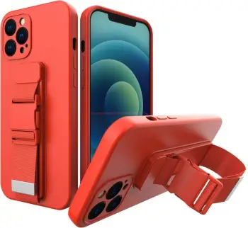 Maskë silikoni Hurtel Rope Case për Samsung Galaxy S22 Plus, me rrip të rregullueshëm, me varëse çante, e kuqe