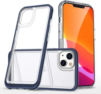 Mbështjellës Hurtel Clear 3in1 për iPhone 14, kornizë e zezë, transparent