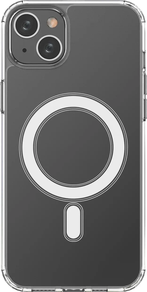 Kllëf telefoni Hurtel Magnetic Case MagSafe për iPhone 14 Plus, transparent, unazë argjendi - 1