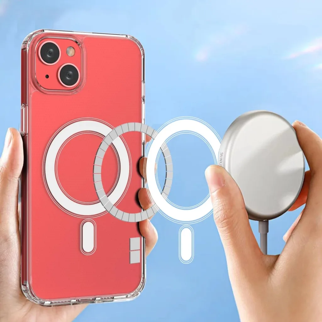 Kllëf telefoni Hurtel Magnetic Case MagSafe për iPhone 14 Plus, transparent, unazë argjendi - 3