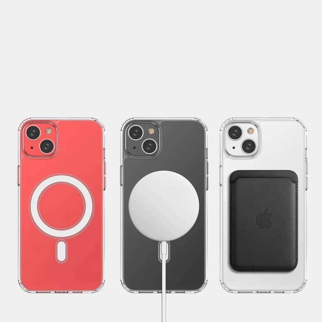Kllëf telefoni Hurtel Magnetic Case MagSafe për iPhone 14 Plus, transparent, unazë argjendi - 9