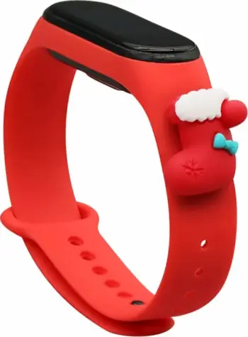 Rrip silikon Xiaomi Mi Band 3/4 Hurtel, dizajn Krishtlindjesh, i kuq