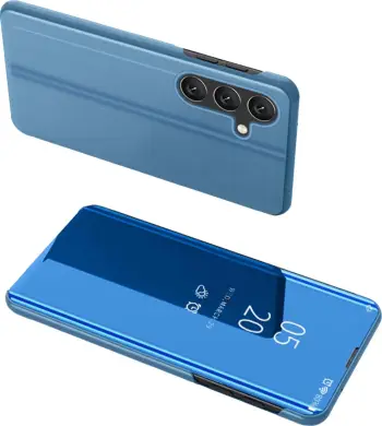 Kopertinë flip Hurtel Clear View Case për Samsung Galaxy A24 4G, pamje e tejdukshme, blu