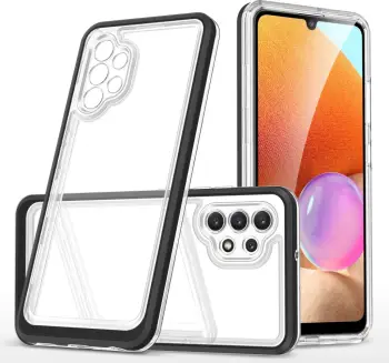 Mbrojtëse telefoni Hurtel Clear 3in1 për Samsung Galaxy A32 5G, xhel, kornizë e zezë
