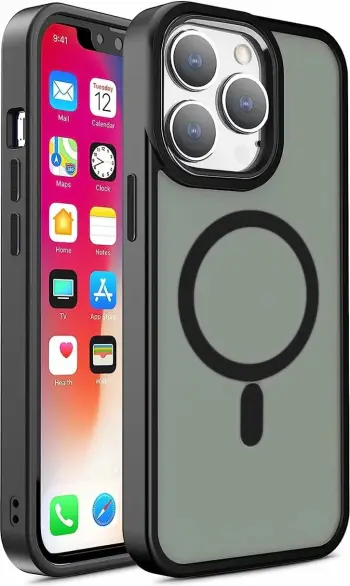 Mbështjellës Hurtel Color Matte Case për iPhone 15 Pro, MagSafe, i zi