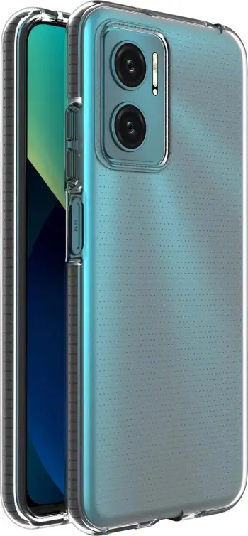 Mbështjellës Hurtel Spring Case për Xiaomi Redmi 10, TPU, i hollë, Transparent me kornizë të zezë