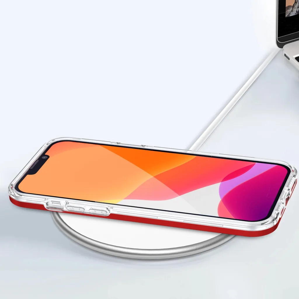 Kutia mbrojtëse Hurtel Clear 3in1 për iPhone 13 Pro Max, xhel transparente, kornizë, e kuqe - 7