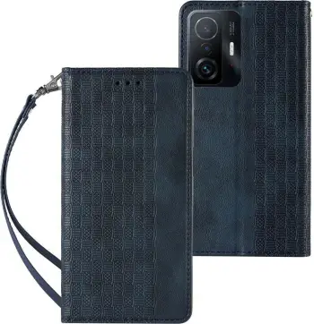 Këllëf telefoni Hurtel Magnet Strap Case për Samsung Galaxy A12 5G, me portofol, me varëse, blu