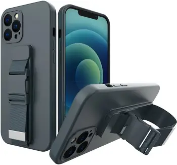 Këllëf silikoni me rrip Hurtel Rope Case për Samsung Galaxy S21 FE, rrip 140 cm, navy blue