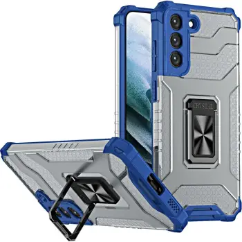 Mbrojtëse telefoni Hurtel Crystal Ring Case, Samsung Galaxy S22+, hibride me unazë magnetike, blu