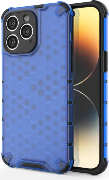 Mbështjellës telefoni Hurtel Honeycomb për iPhone 14 Pro Max, hibrid i blinduar, blu