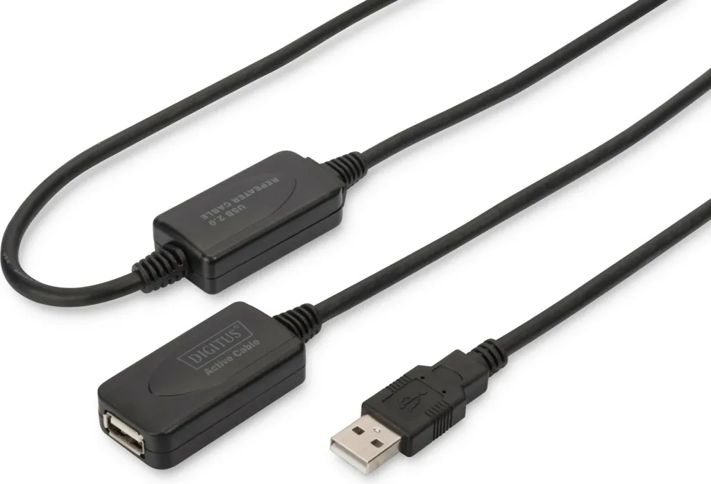 Kabllo USB 2.0 Digitus, 20m, e zezë - 1
