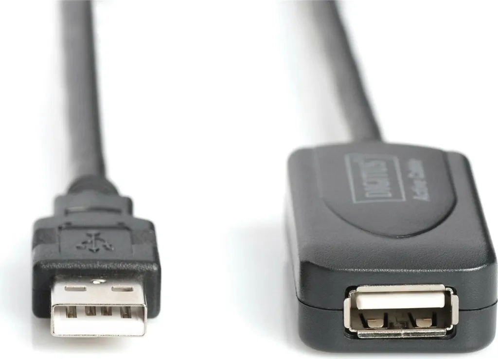 Kabllo USB 2.0 Digitus, 20m, e zezë - 2