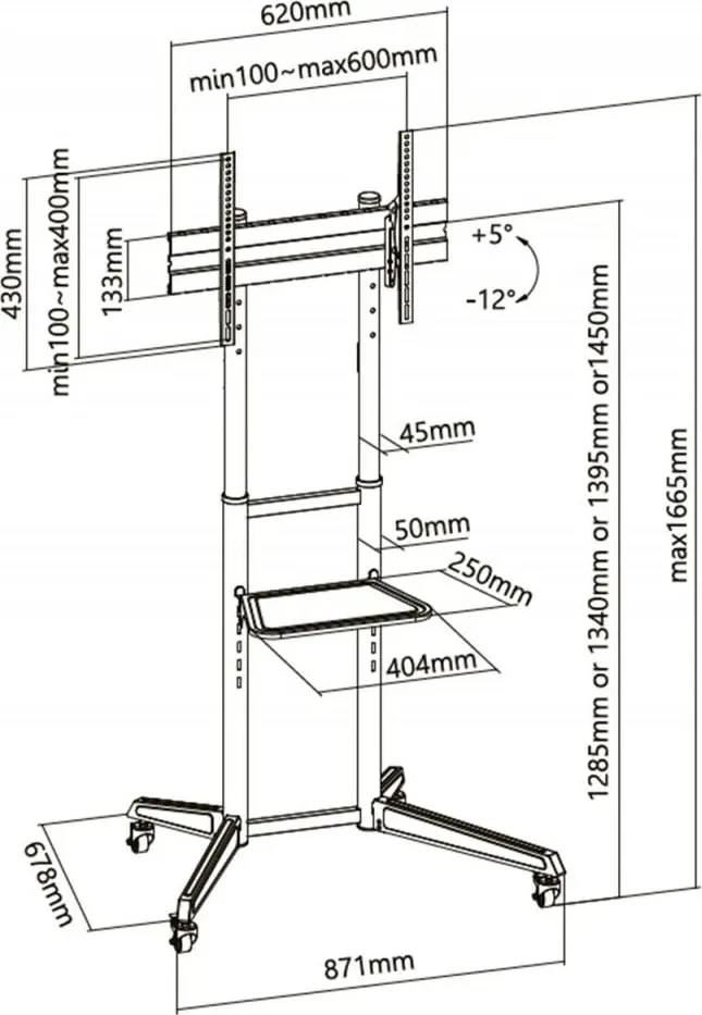 Mbajtëse për TV Digitus DA-90447, 37-70", 50 kg, e zezë - 1