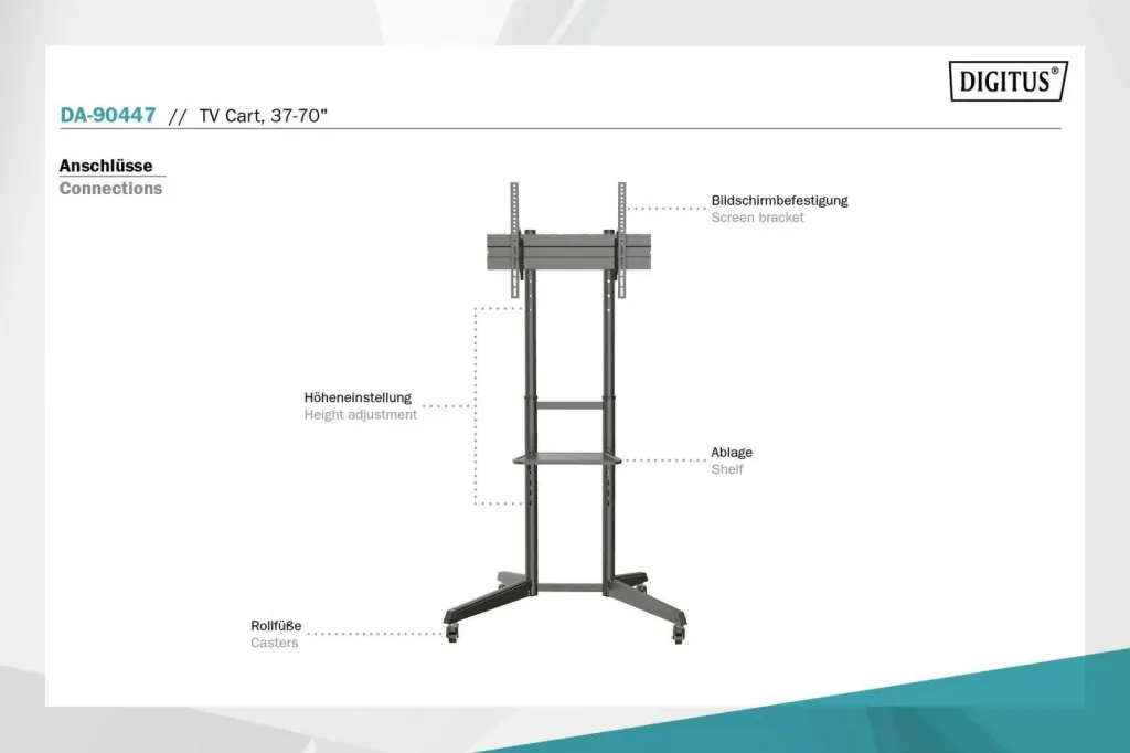 Mbajtëse për TV Digitus DA-90447, 37-70", 50 kg, e zezë - 4