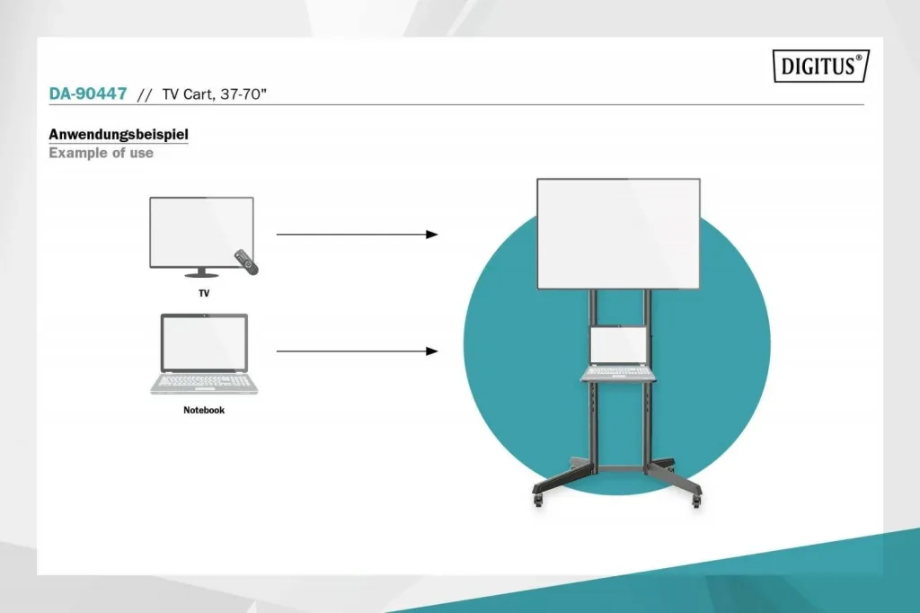 Mbajtëse për TV Digitus DA-90447, 37-70", 50 kg, e zezë - 5