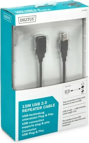 Kabllo USB Digitus USB-A DA73101, 15 m, e zezë - 4