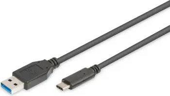 Kabllo Digitus USB-A në USB-C, 1m, e zezë