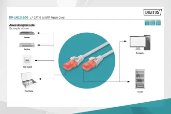 Kabllo patchcord Digitus U/UTP, Cat6, 10m, e hirtë