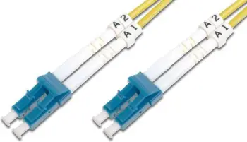 Kabllo patchcord Digitus me fibër optike, LC-LC, SM, 09/125, OS2, 1m, e verdhë