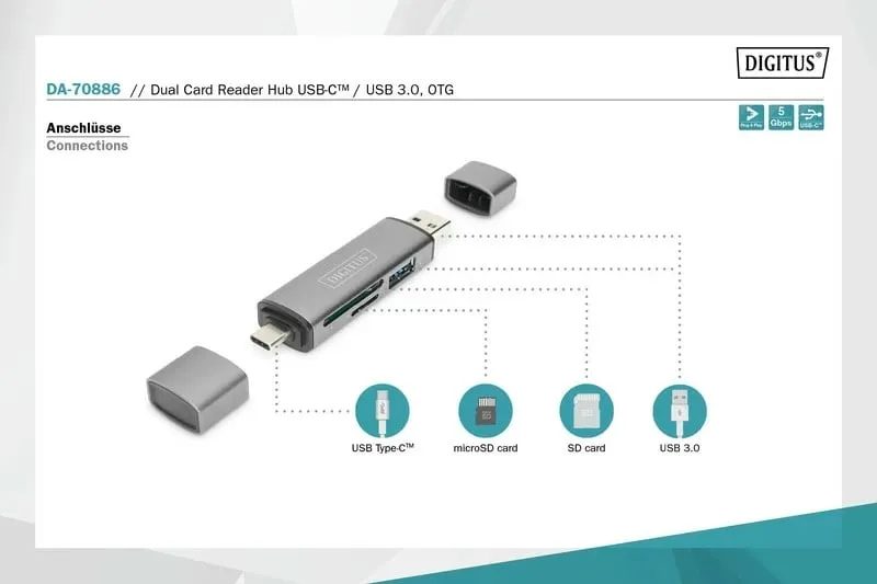 Lexues Digitus DA-70886 USB 3.0/USB-C - 6