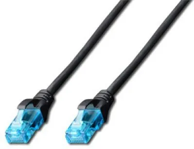 Kabllo patchcord Digitus U/UTP, Cat.5e, PVC, 0.5m, e zezë - 1