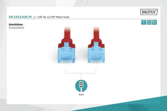 Kabllo rrjeti Digitus U/UTP, cat.5e, 2m, e kuqe - 2