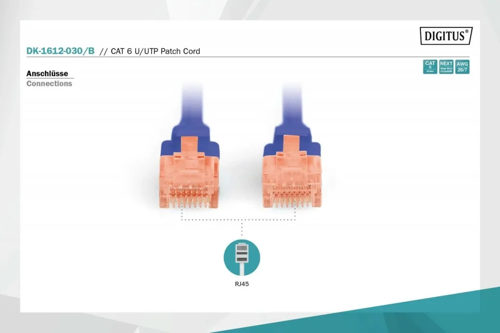 Kabllo rrjeti Digitus DK-1612-030/B, RJ-45, Cat.6, 3m, e kaltër - 2