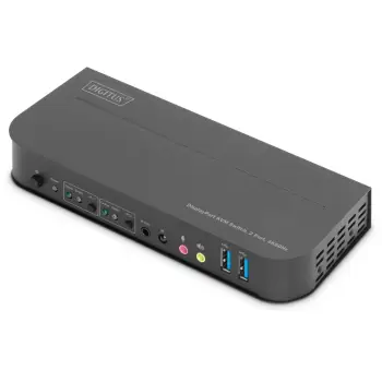 KVM Switch Digitus DS-12850, 2 porta, 4K/60Hz, 2x DP në 1x DP/HDMI, e zezë