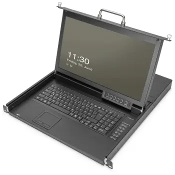 Konsolë modulare Digitus 17" HD LCD, 1-port VGA KVM, e zezë