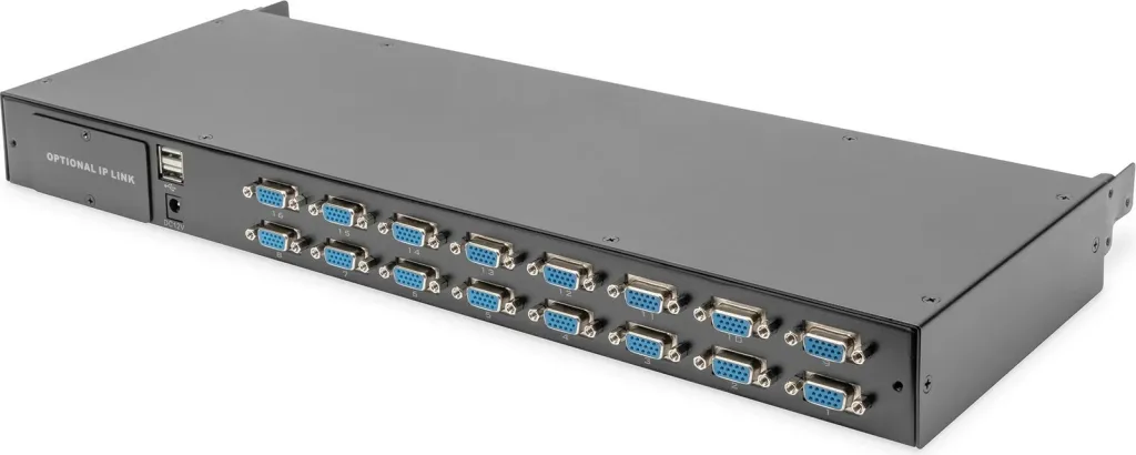 Konsolë rack Digitus 19" LCD, 16-port KVM, QWERTY US, e zezë - 9