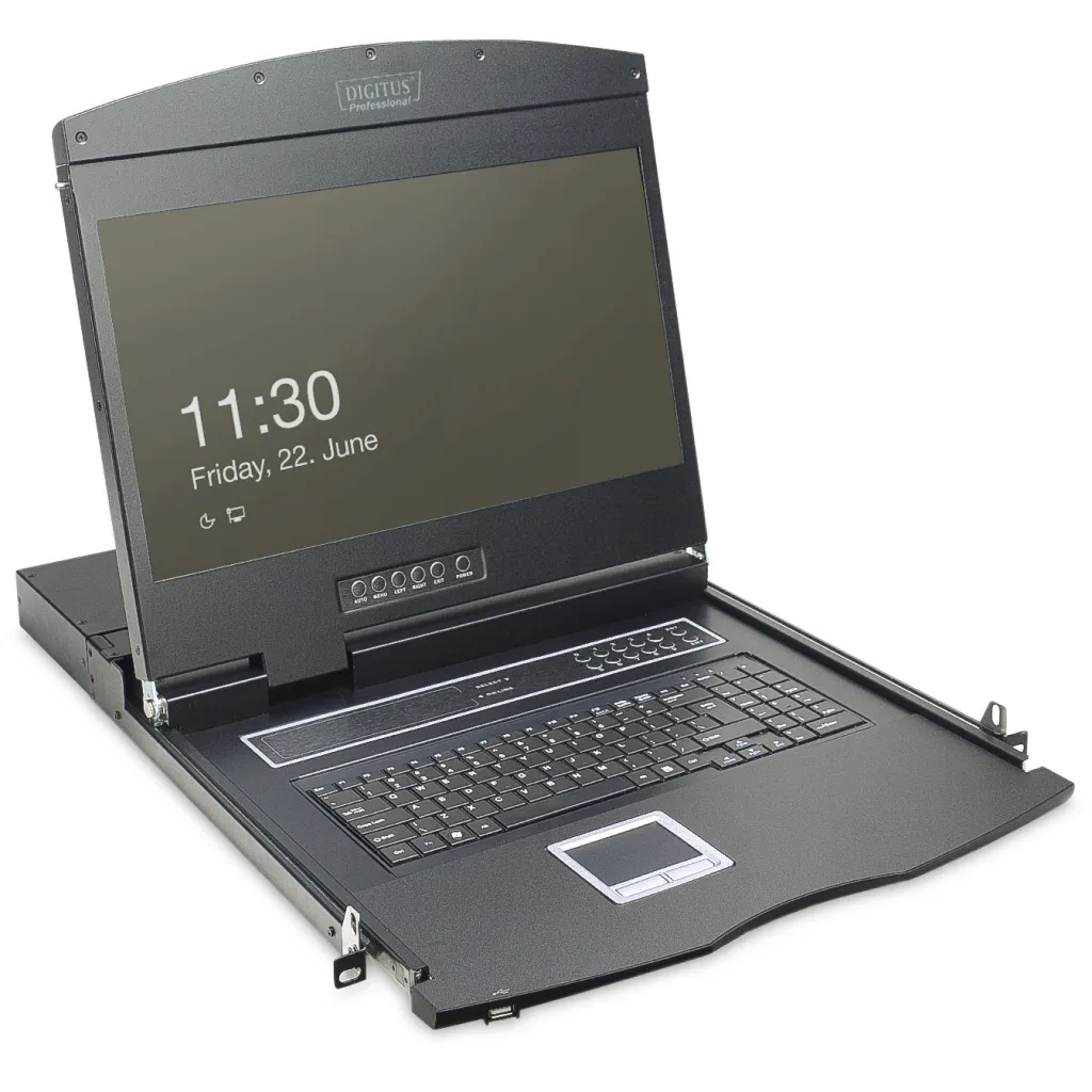DIGITUS 19″ LCD KVM Console / 8-Port VGA / German Keyboard - 1