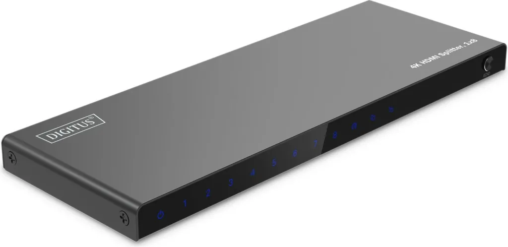 Splitter HDMI Digitus 4K, 1x8, 3840 x 2160 piksel, Metal, E zezë - 1