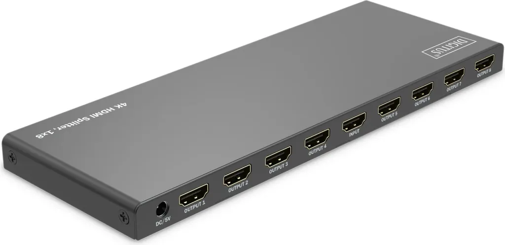 Splitter HDMI Digitus 4K, 1x8, 3840 x 2160 piksel, Metal, E zezë - 2