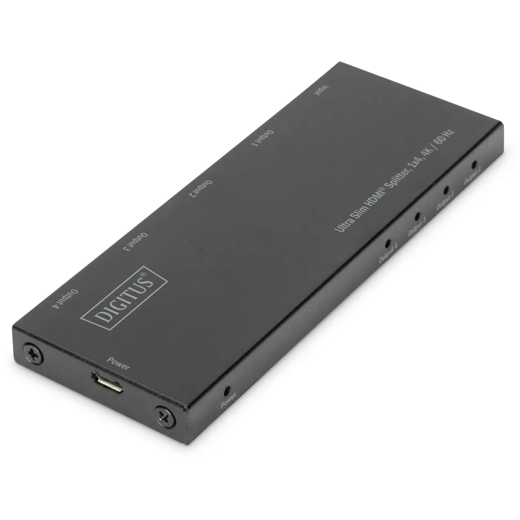 Ndarës HDMI Digitus Ultra Slim 1x2, 4K/60Hz, metalik, i zi - 1