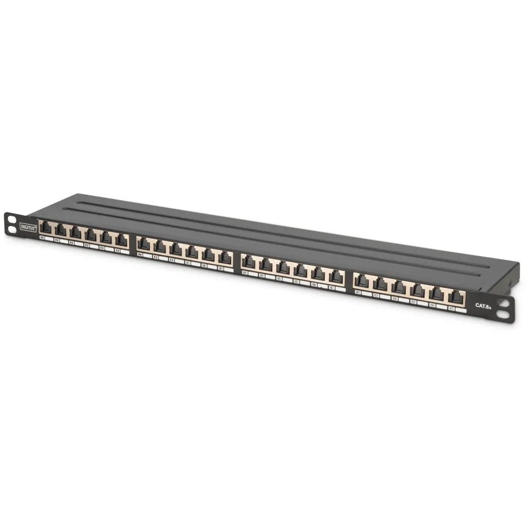 Aksesorë për rrjet Patchpanel DIGITUS – 0.5HE / 24-Port / Cat6a / Zezë - 1