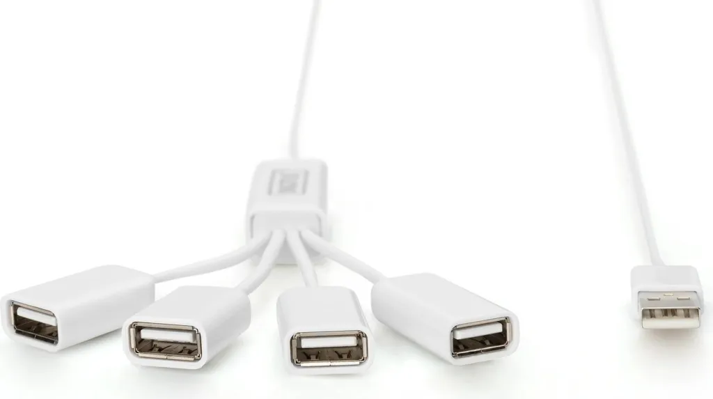 Hub USB Digitus Slim Spider, 480 Mbit/s, 1.00 m, Bardhë - 2