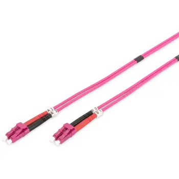 Kabllo për rrjet DIGITUS / LWL Patch Cable / LC-LC / 5.0m / Multimode Duplex / OM4 – Rozë
