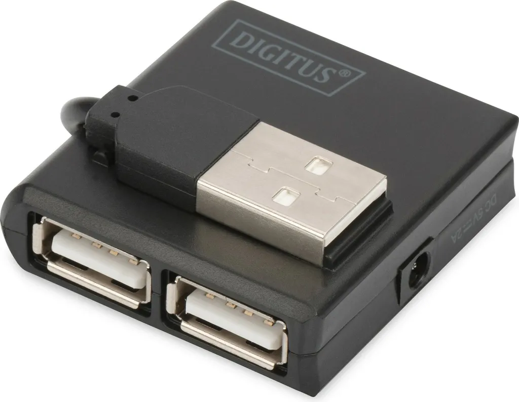 Hub USB Digitus, 4-Port, USB 2.0, 480 Mbit/s, Ngjyrë e zezë - 1