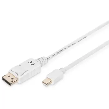 Kabllo DisplayPort DIGITUS Mini to DisplayPort Cable Male/Male 3m DP 1.1a / Polybag – Bardhë