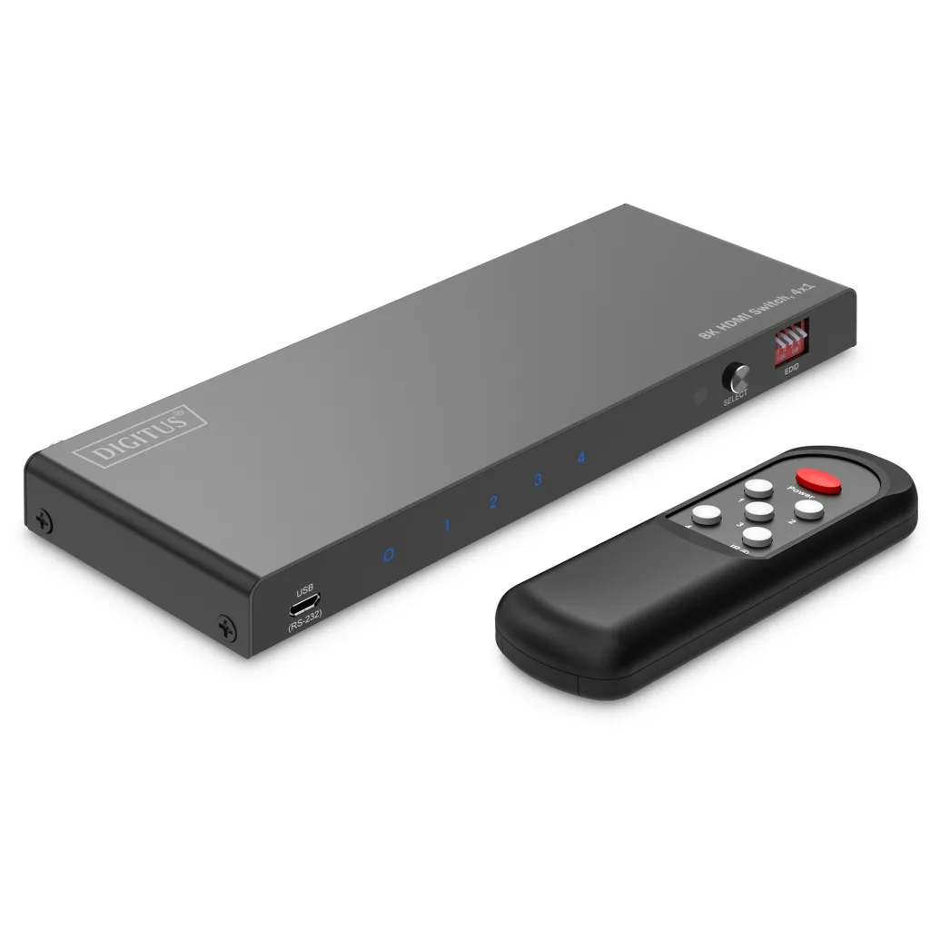 Kabllo HDMI DIGITUS Switch 4×1 8K/60Hz / me Audio Extractor dhe EDID Control - 1