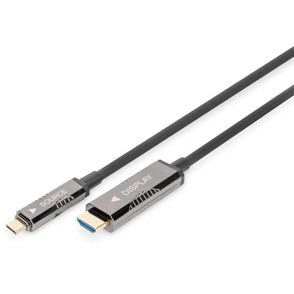 Kabllo adapter Digitus USB Type-C në HDMI 4K, 20m, i zi - 1