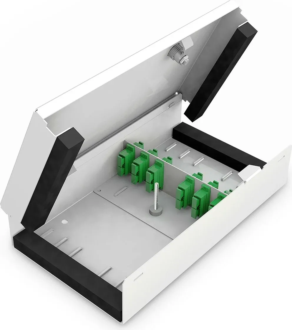 Kuti rrjeti Digitus LWL Unibox, montim në mur, kompakte, e bardhë - 2