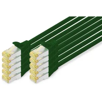 Kabllo rrjeti Digitus CAT 6A, 0.5m, set 10 copë, e gjelbër