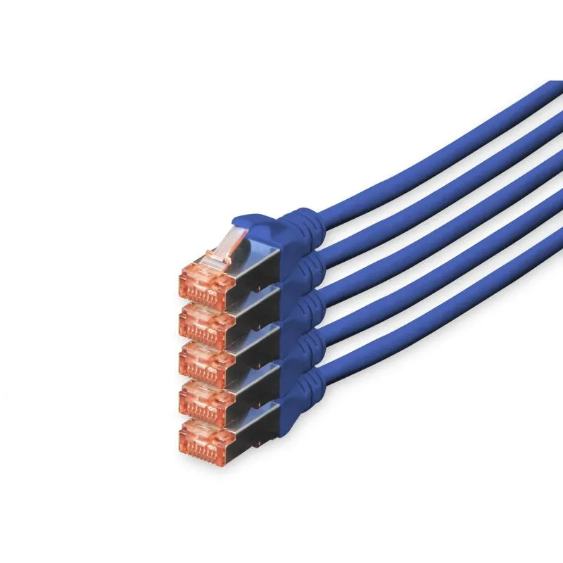 Kabllo rrjeti Digitus Cat6, 10m, S/FTP, set 5 copë, kaltër - 1