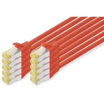Kabllo rrjeti DIGITUS Cat6A S/FTP Patch Cable / 10 pcs / 1m – Kuqe