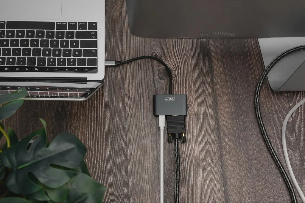 Adapter Digitus mini DP + VGA, 20cm, 4K/30Hz, alumini, argjendtë - 2